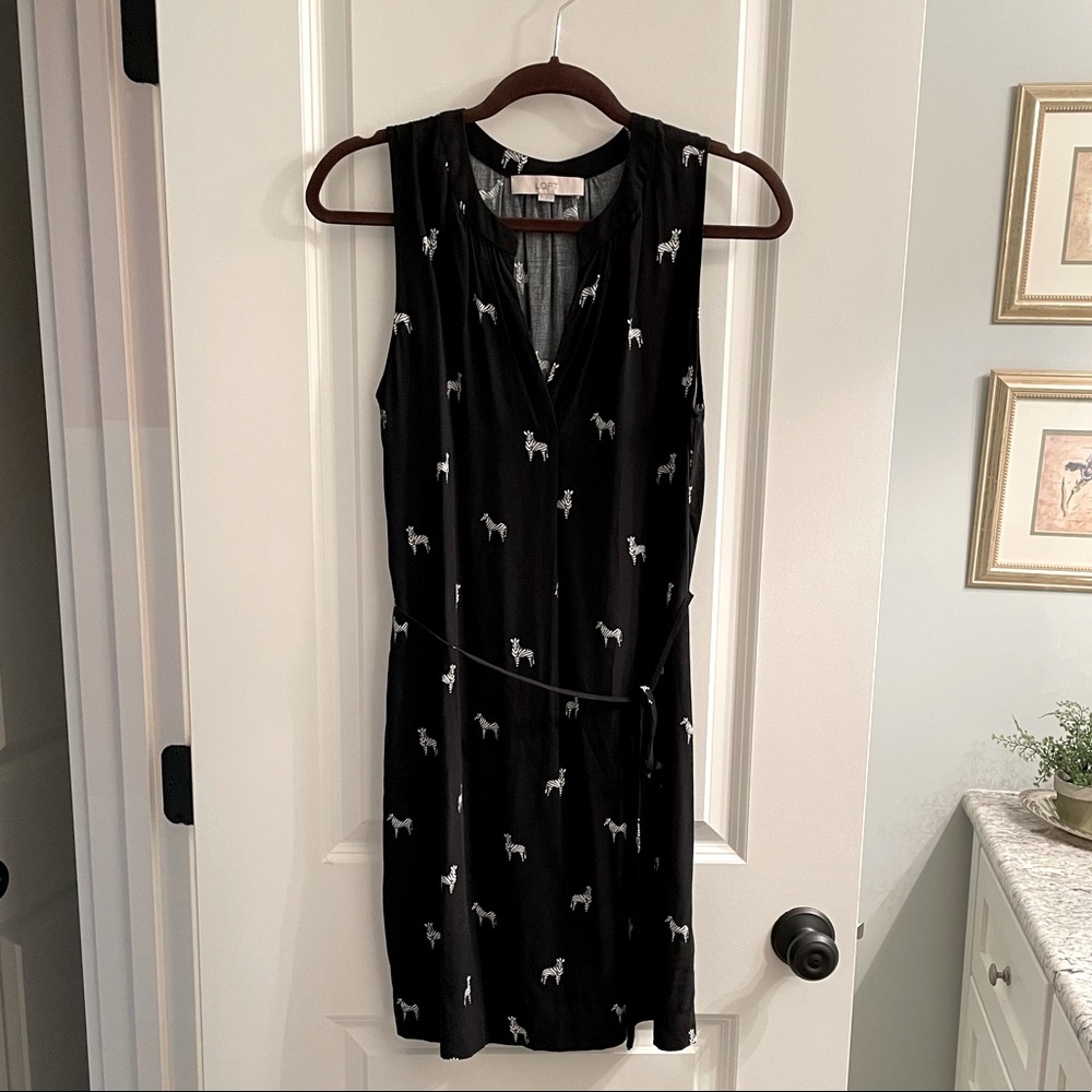 Black and White Zebra Swing Dress with Waist Tie